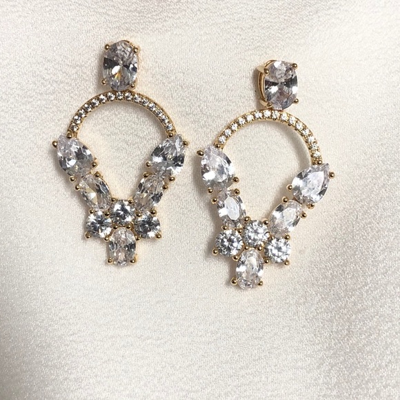 18k Gold Filled Diamond Statement Earrings - Picture 2 of 7